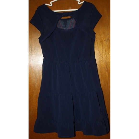 Wonder Nation Girl's Dress Size M(7/8) Navy  SS Flare Colorful V  Cutout Back - Picture 4 of 6